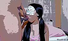 Meia-irmã jovem seduzida por sorvete e sexo áspero por trás em um desenho Hentai