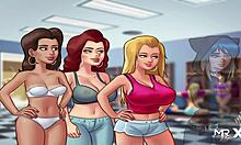 Les filles de dessins animés deviennent coquines dans le vestiaire dans Summertimesaga